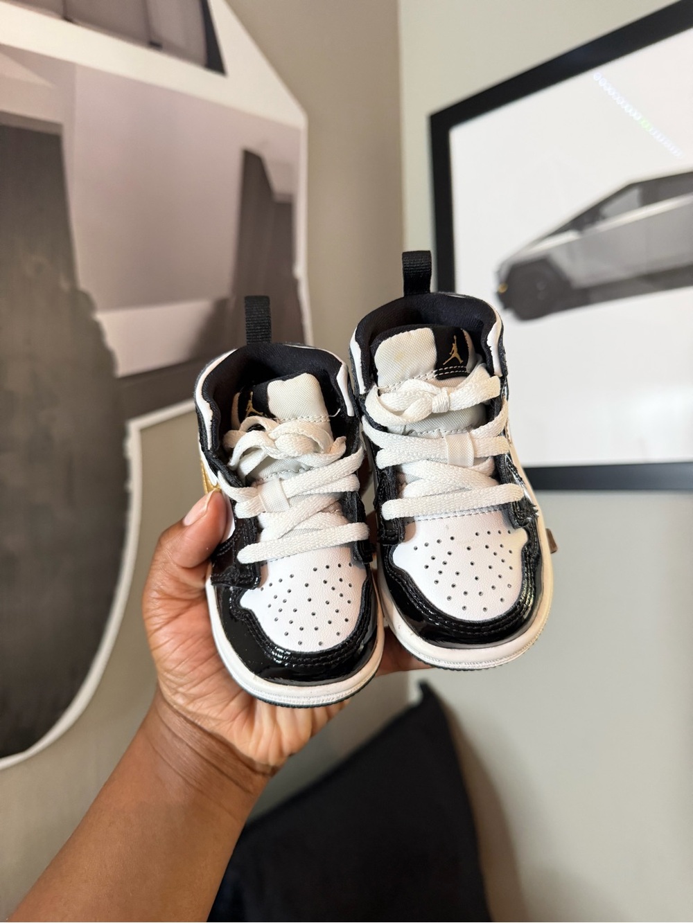 Nike Kids' Black, White & Gold High-Top Sneaker - Picture 5 of 6